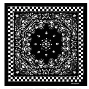 Checkered Ghost Head Paisley Bandana